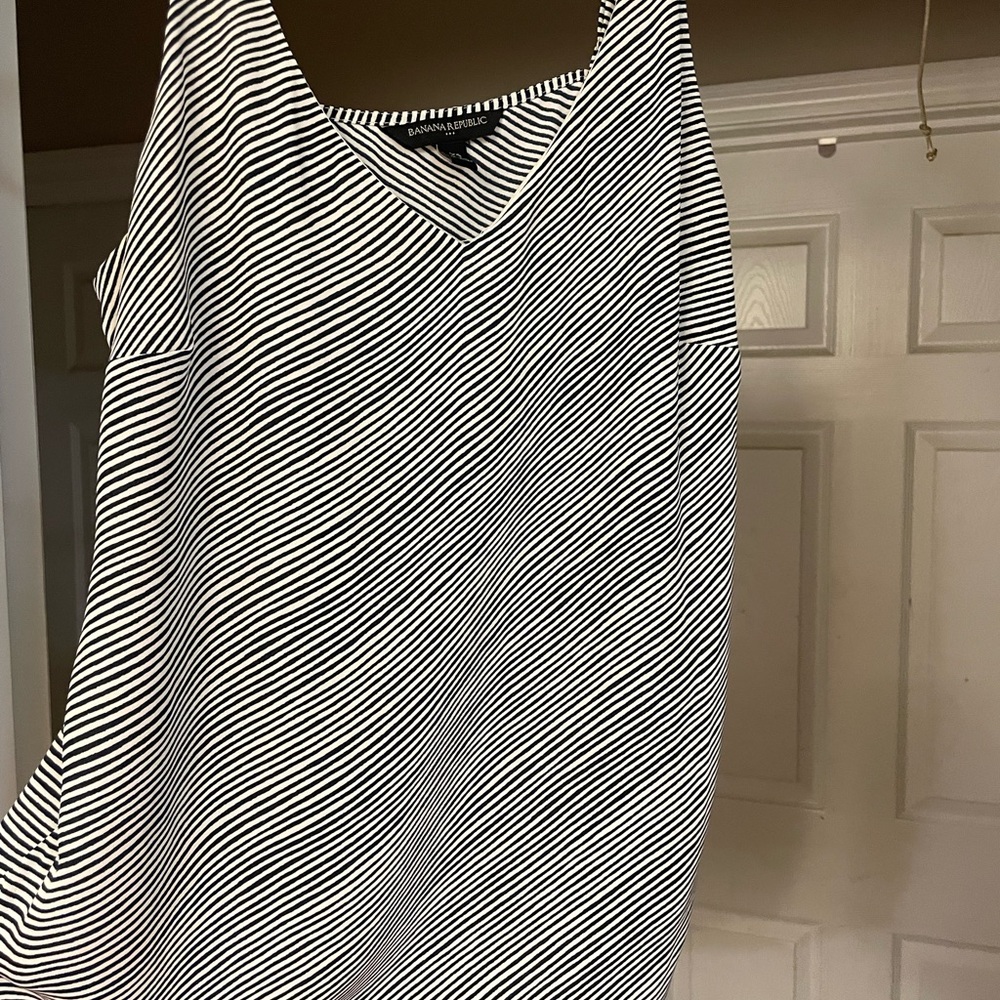 Banana Republic Black and White Striped Blouse
